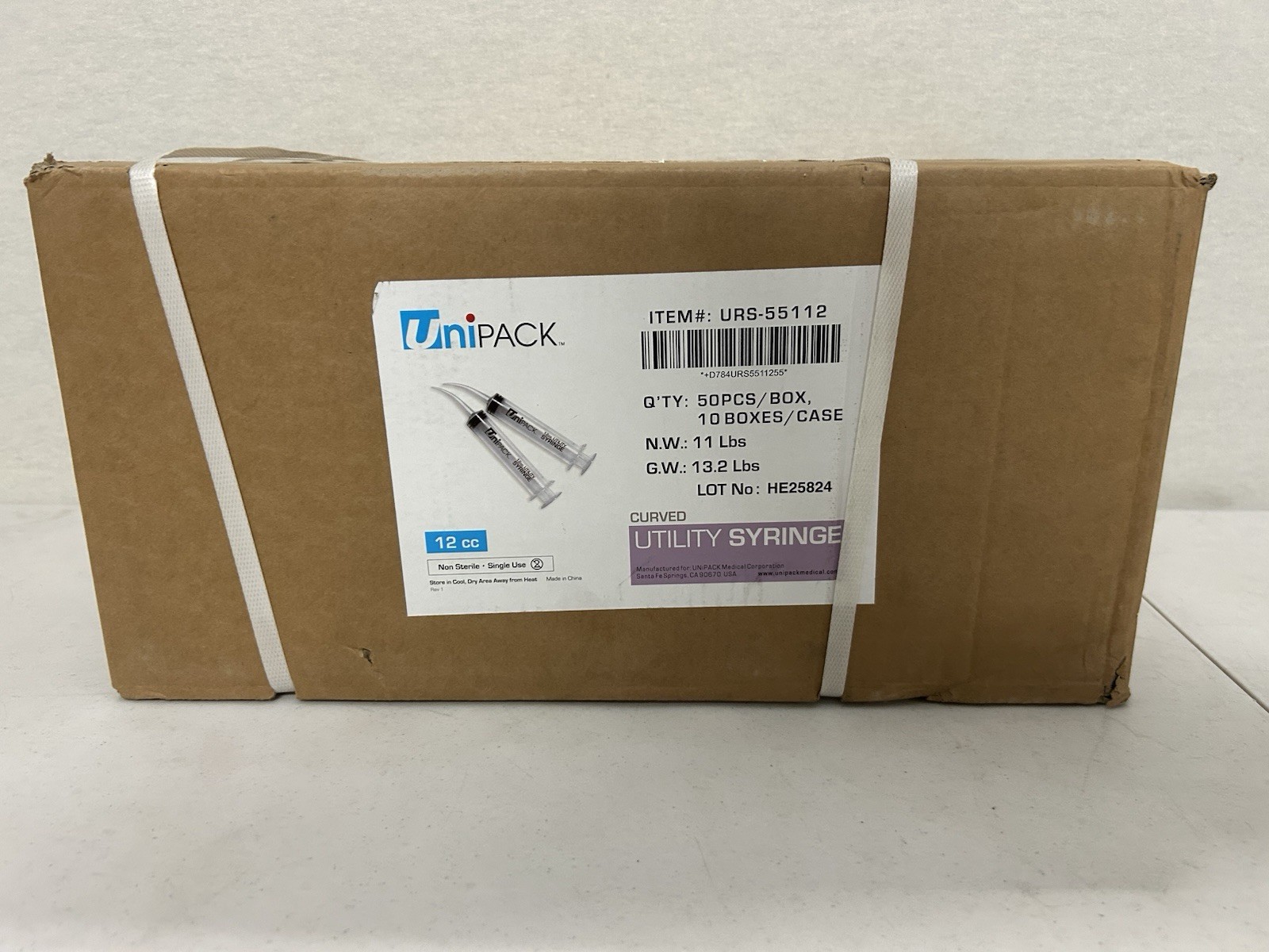 UNIPACK CURVED ULTILITY SYRINGE 12cc URS-55112 500X (10 BOXES OF 50)