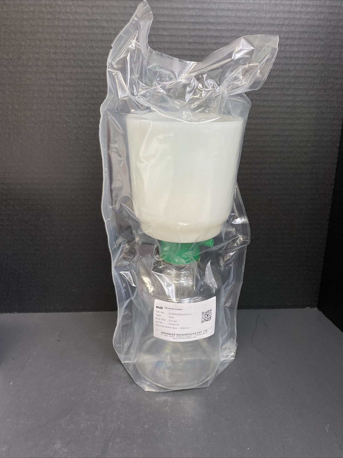 MDI Membrane Harvester Funnel 0.3 um with 1000 ml Receiving Bottle