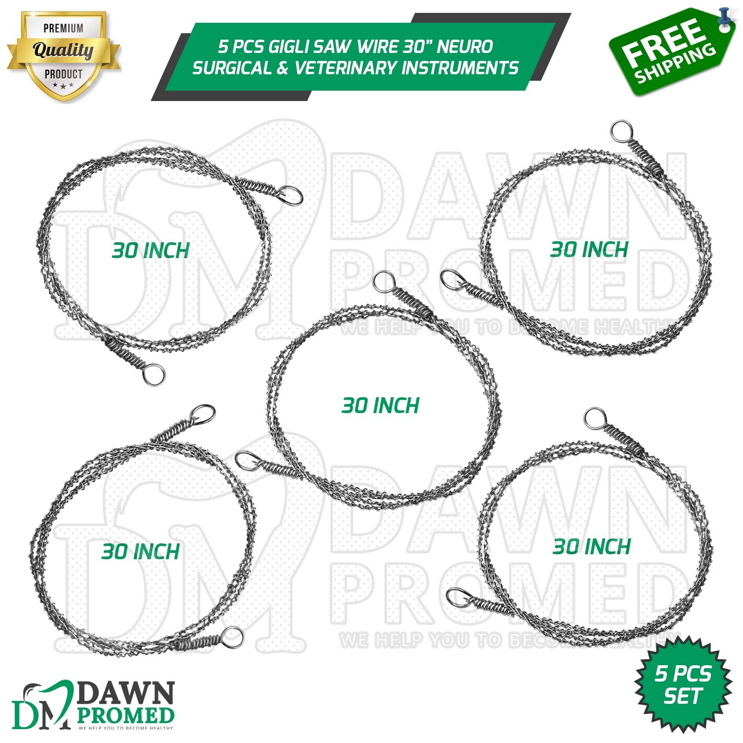 5 Pcs GIGLI Saw Wire 30″ Neurology Orthopedic Surgical Instruments German Grade