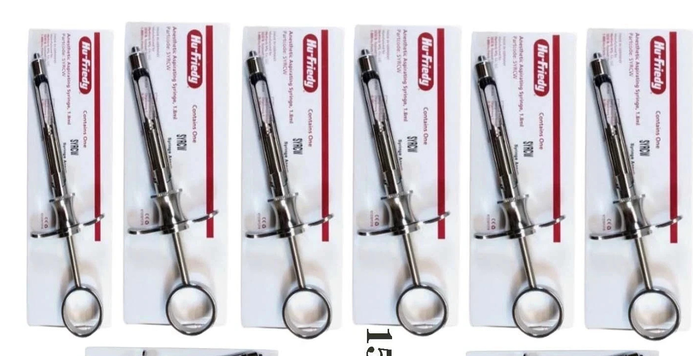 Lot of 15x Hu-Friedy CW Style Dental Anesthetic Aspirating 1.8ml Syringe SYRCW