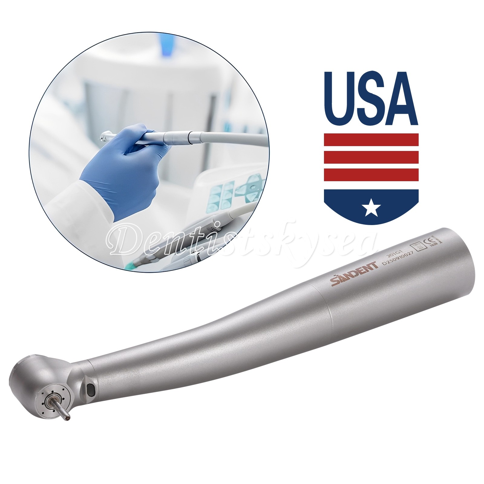 USA High Speed Handpiece Fiber Optic LED 4 way spray 4 air clean head Fit Sirona