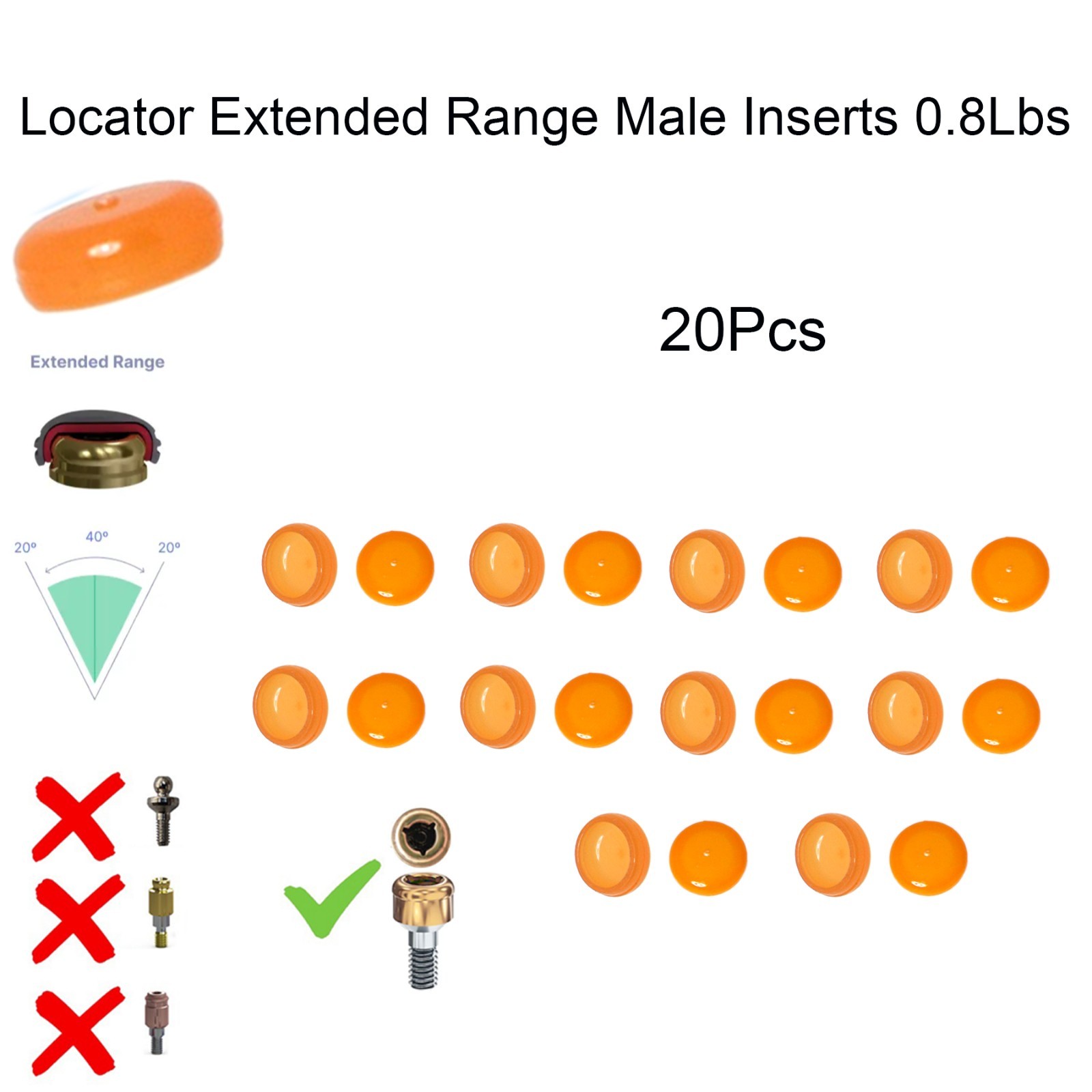 20/Pk Zest Locator Legacy Multi system Implant Attachment Retention Cap Inserts