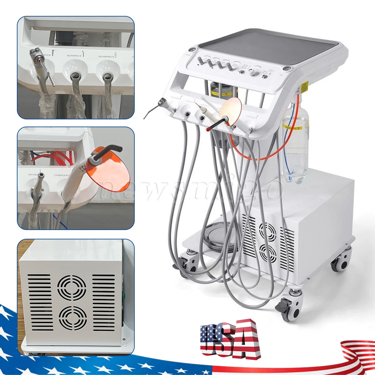 Portable Dental Delivery Unit Bag Mobile Air Compressor Suction System 4 Holes