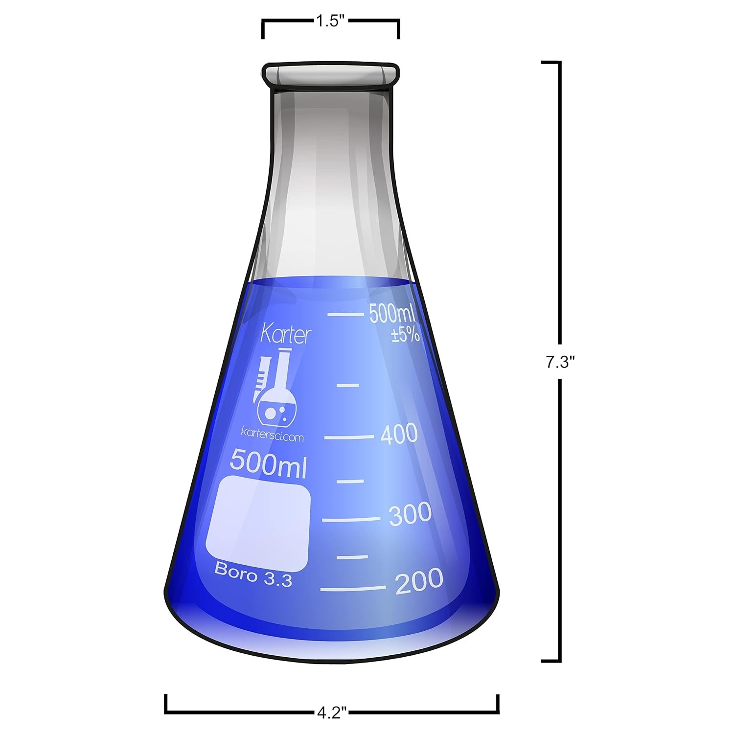 500ml Erlenmeyer Flask – Durable 3.3 Borosilicate Glass with Narrow Mouth