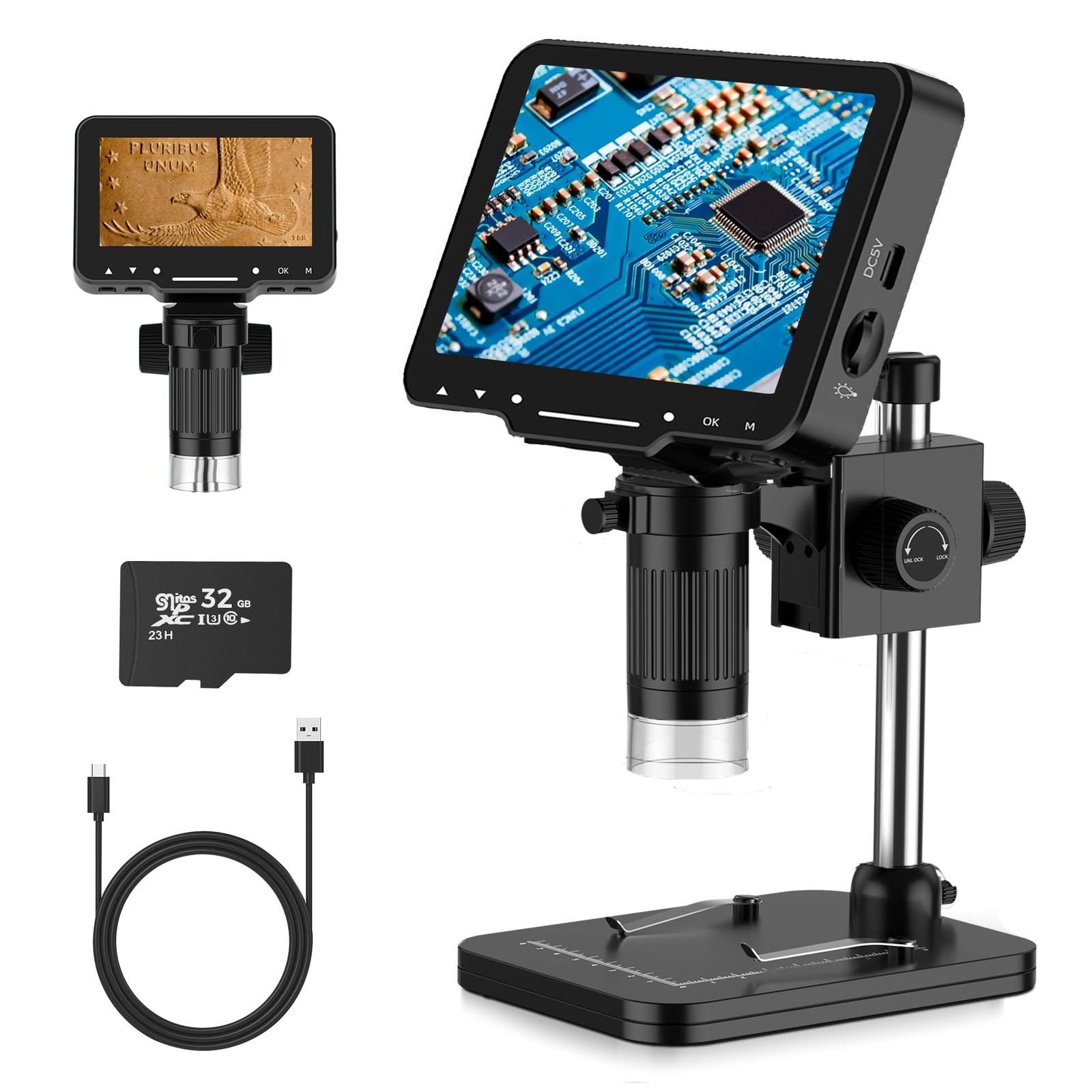 LCD Digital Microscope,4.3 Inch 1080P 10 Megapixels,10MP Video Recorder with …
