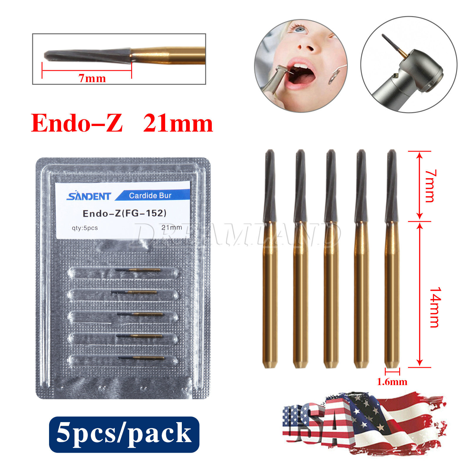Dental Surgical Endo Zekrya Endo-Z Carbide Tungsten Drill FG Burs 21/23/25/28mm