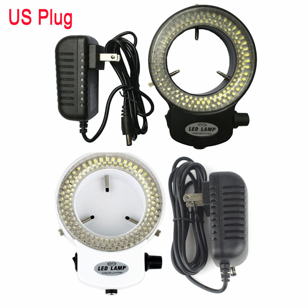 Adjustable 144 LED Bulbs Microscope Ring Light Illuminator Lamp US Plug #SH