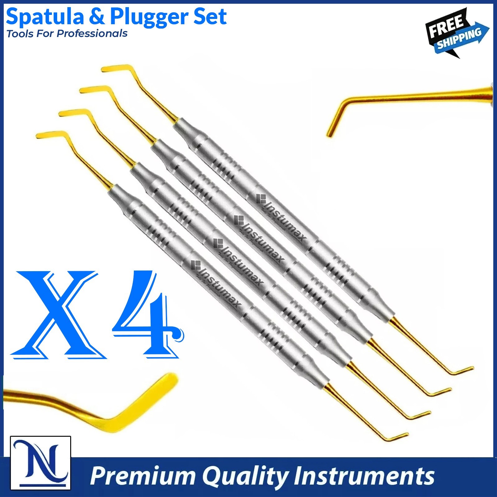 Spatula & Plugger Dental Composite Filling Instruments Gold Tips Titanium
