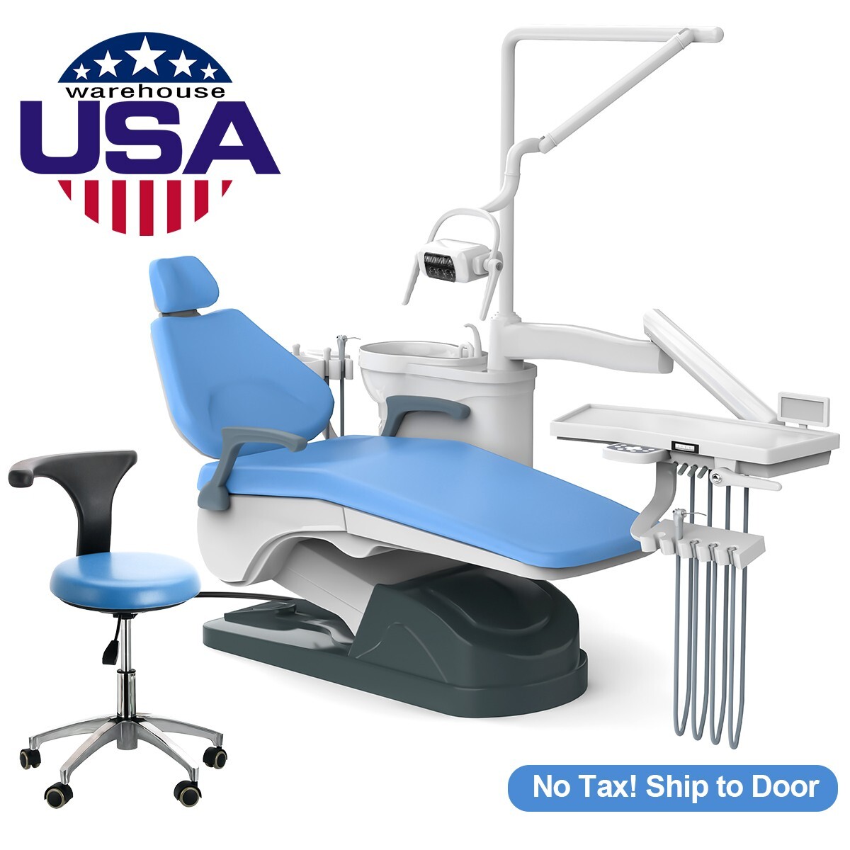 Dental Unit Chair Computer Controlled Stool /Rolling Cart Trolley Built-in Plug
