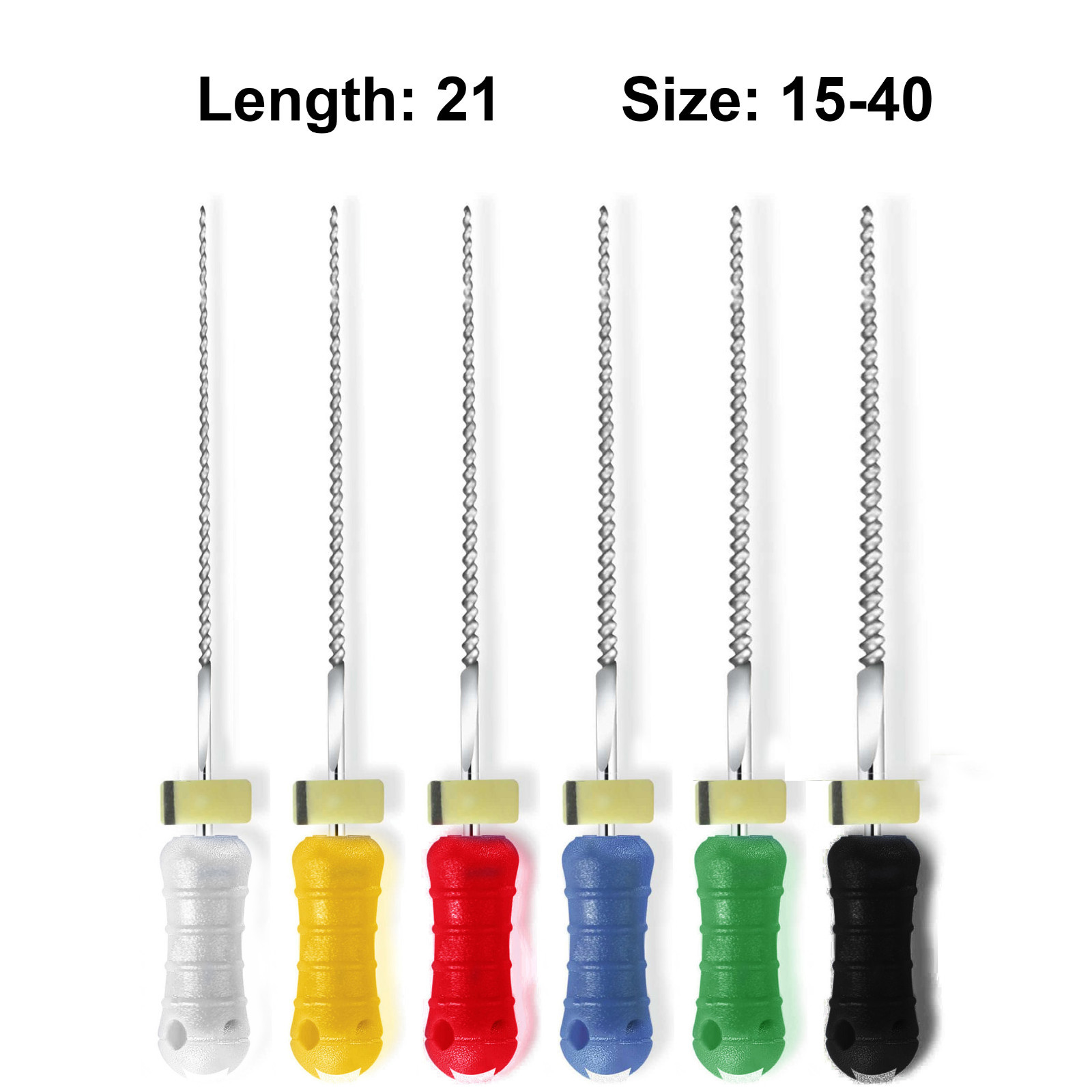 Sky Choice K-Files – 21 mm Length, Assorted Colors Sizes 15-40 w/Rubber Stopper