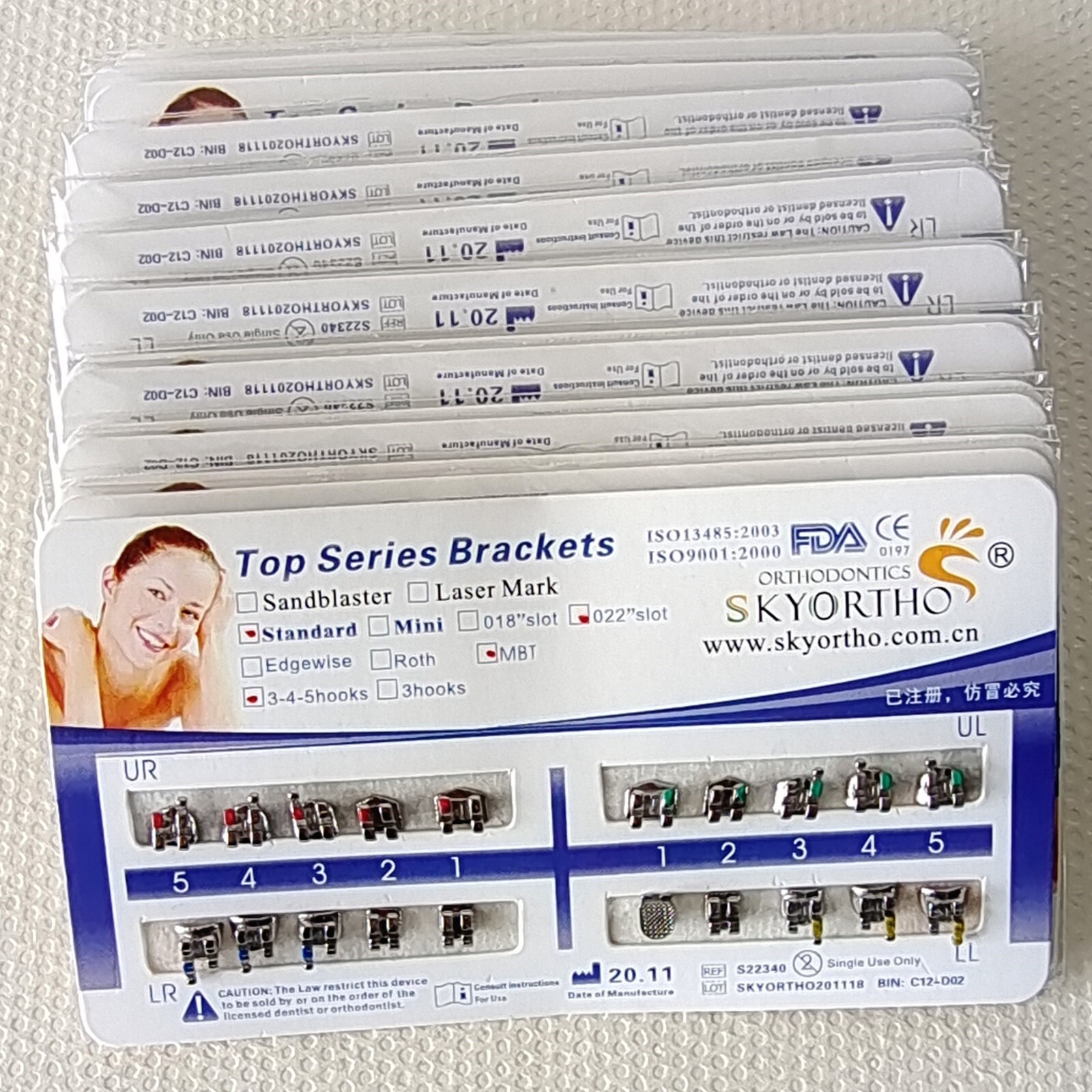 10Packs Dental Orthodontics Bracket Braces Standard MBT.022 Hooks 345 CE