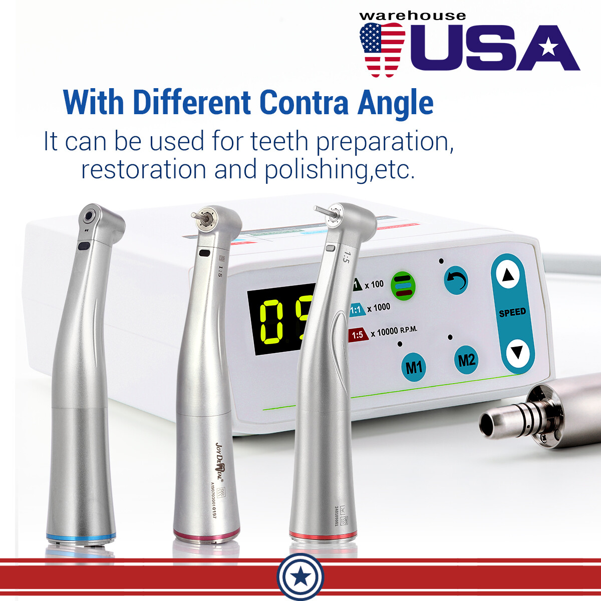 Dental Brushless Electric Micro Motor 4Hole/LED 1:1 1:5 Increasing Handpiece