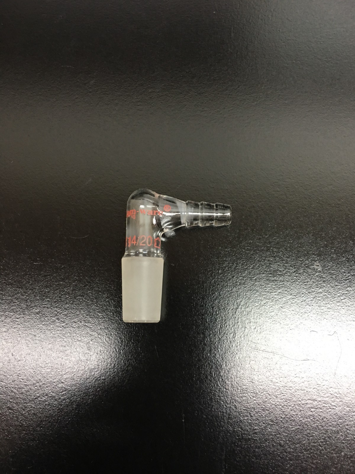 Kontes Bantam-Ware Glass 14/20 Joint 90° Vacuum Inlet Adapter 8.4mm HB
