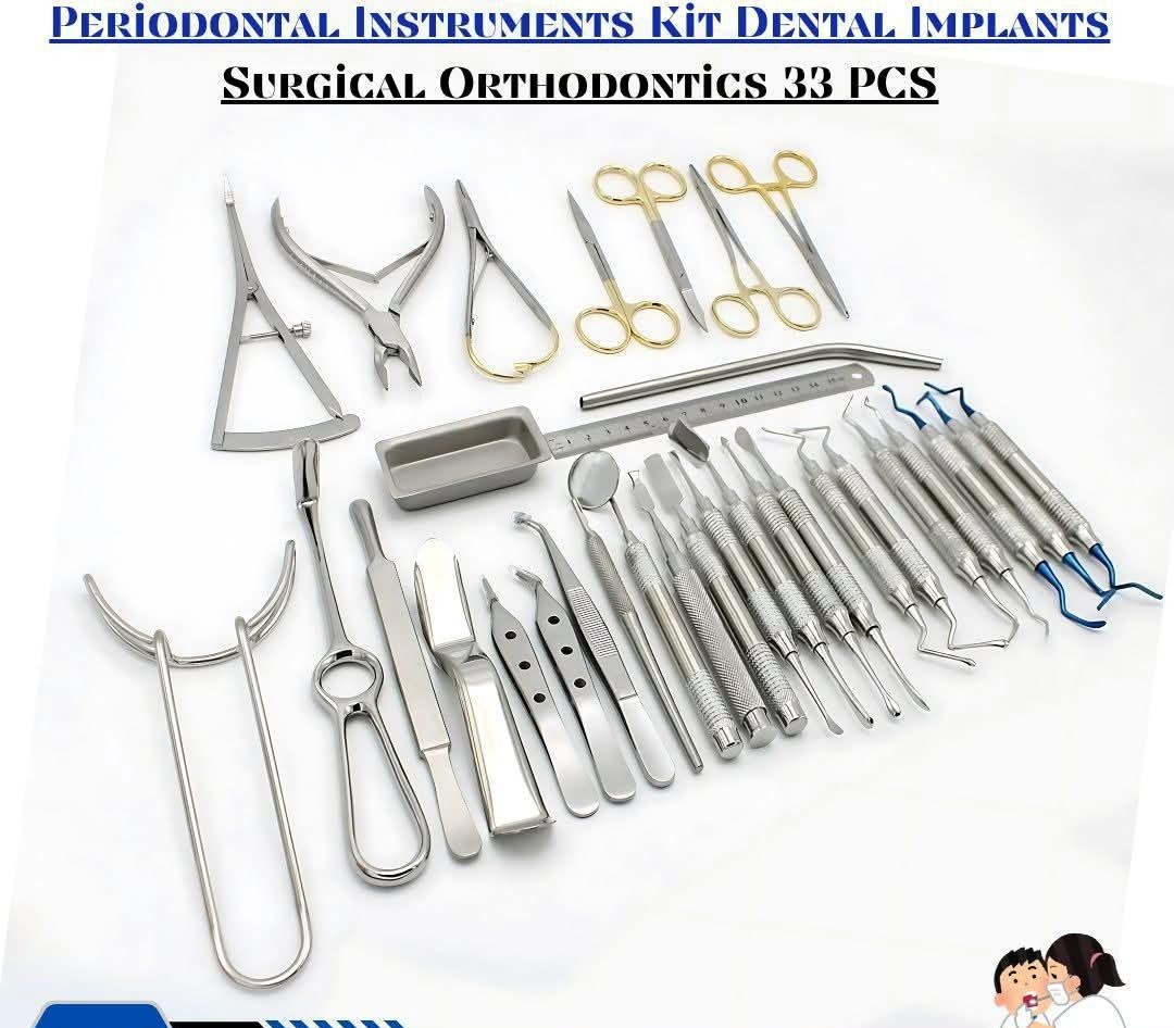 Periodontal Instruments Kit Dental Implants Surgical Orthodontics 33 Pcs