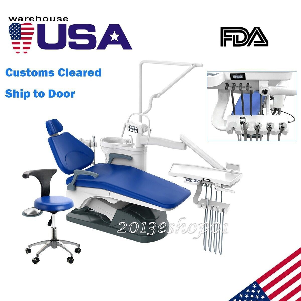 FDA Dental Unit Chair Computer Controlled DC Motor Stool TJ2688-A1