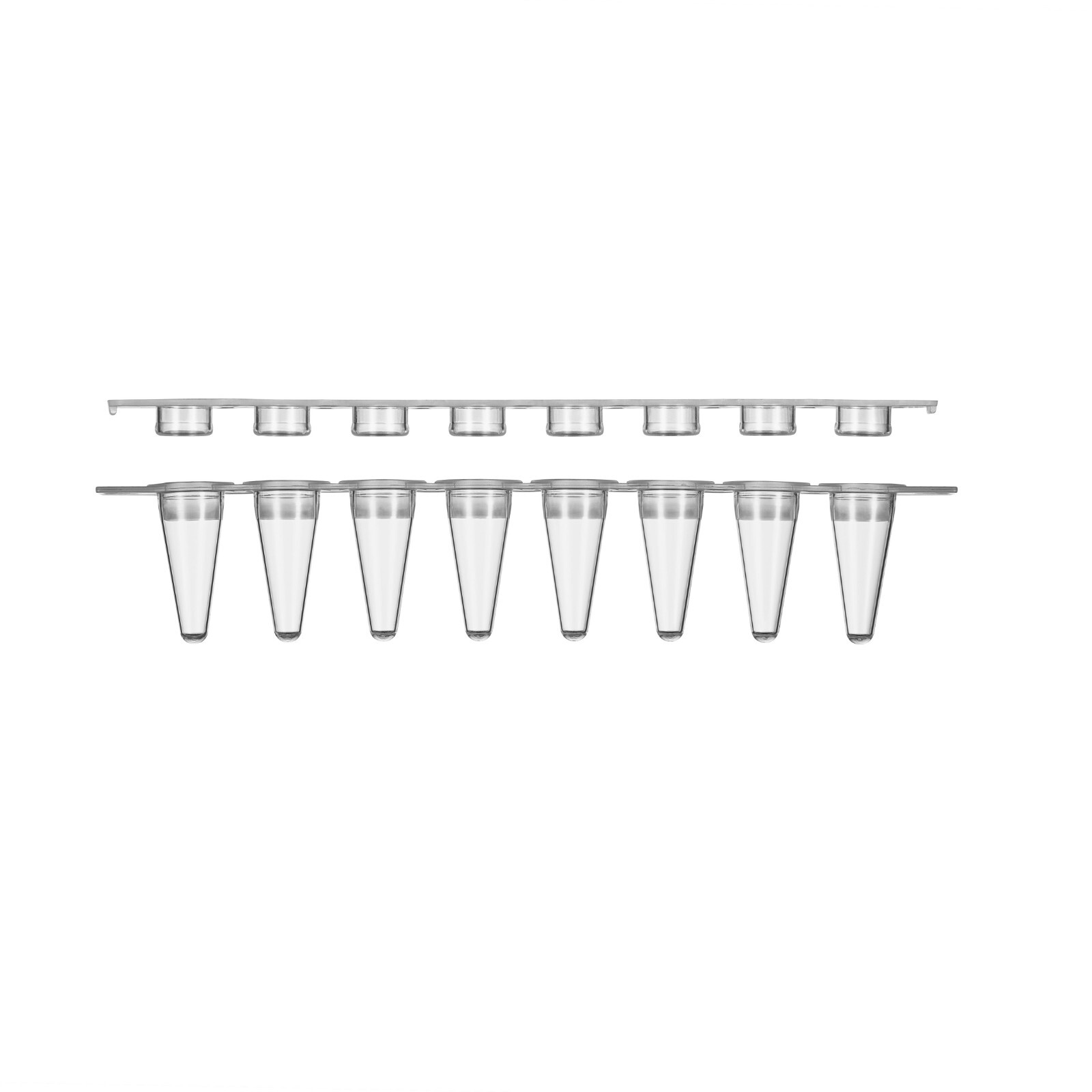 Biologix 0.1ml 8 Strip PCR Tubes Flat caps Clear/White tubes 125/Pack, 1250/Case