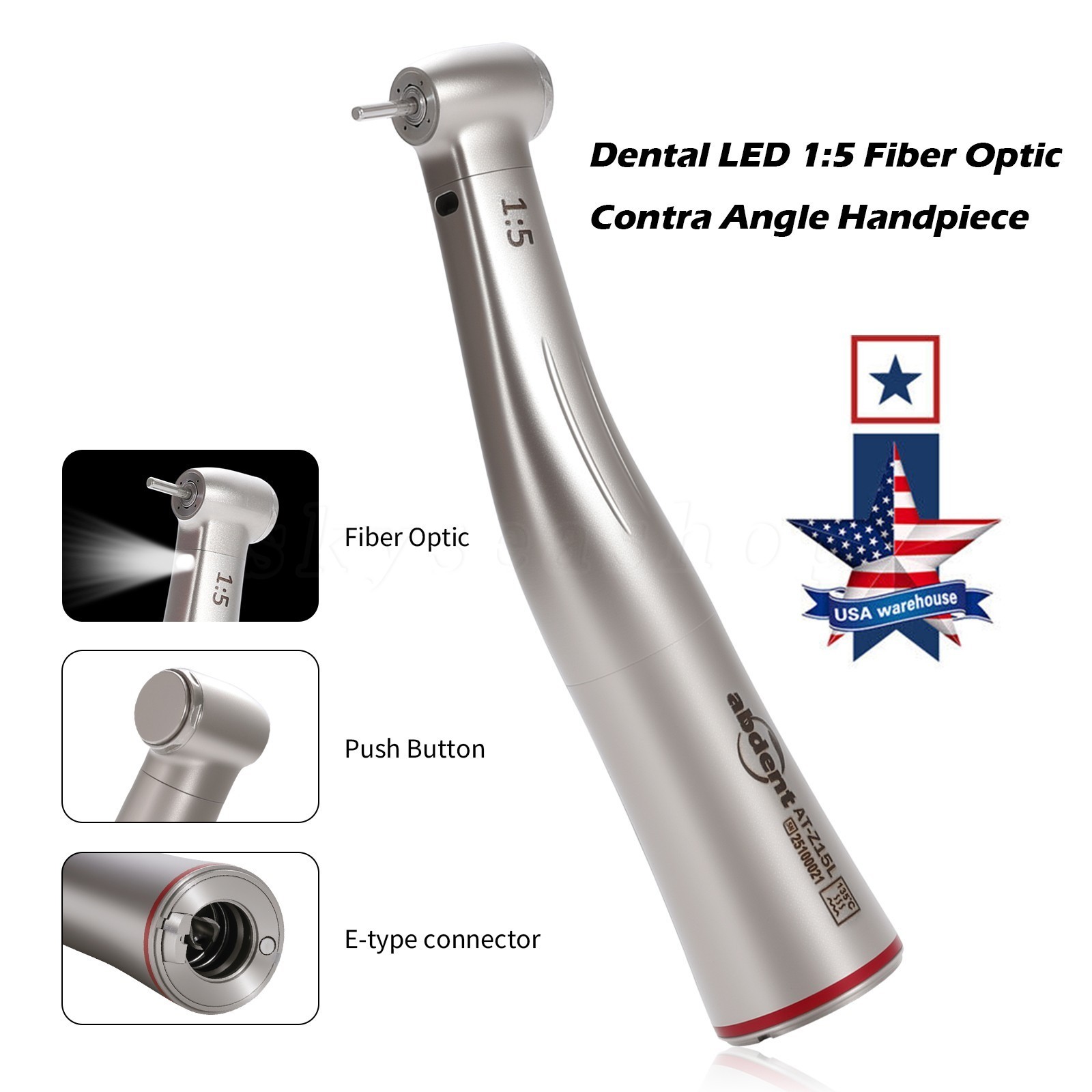 NSK Style Dental 1:1/1:5/20:1 (Fiber Optic LED) Contra Angle Handpiece Push