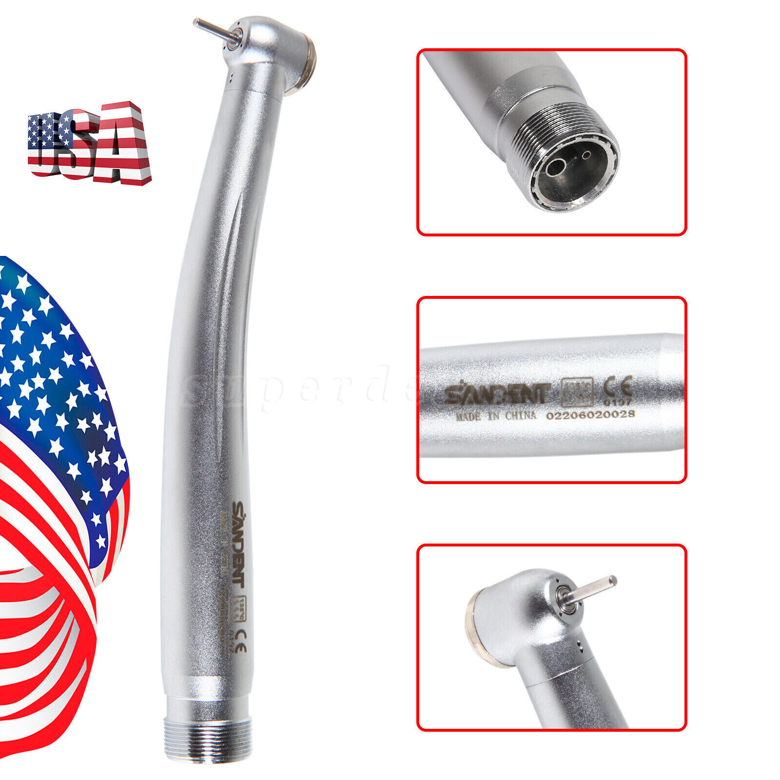 SANDENT Dental High Speed Handpiece /1:1 LED Fiber Optic Contra Angle Inner DL