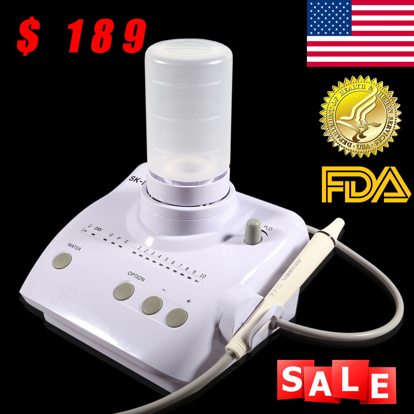 For Cavitron Dental Ultrasonic Scaler fit EMS Handpiece Tip+2 Bottles FDA-E1