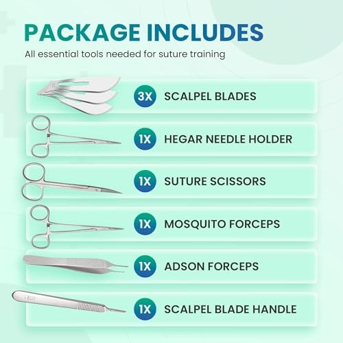 Complete Suture Practice Kit for Suture Training, Including Large Silicone