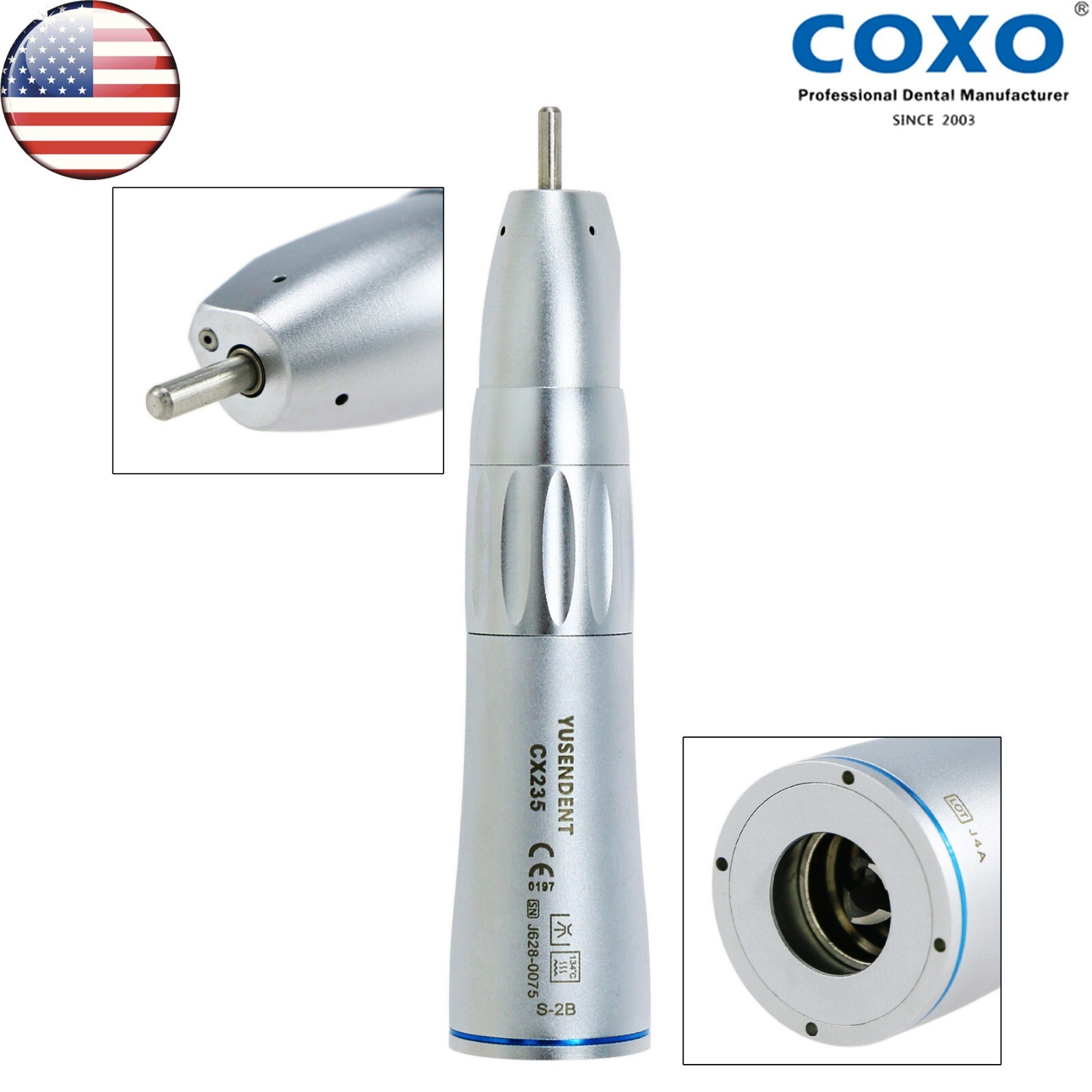 US COXO Dental Contra Angle Low Speed Straight Handpiece Air Motor 2/4Holes NSK
