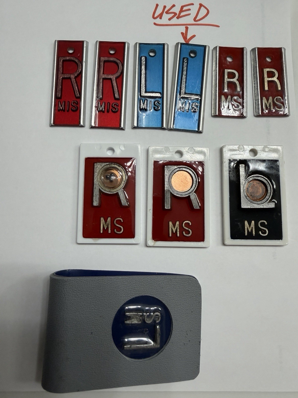 Lot of Leaded Xray Markers R/L Sets With MIS/MS Initials. Mixed (New & Used)