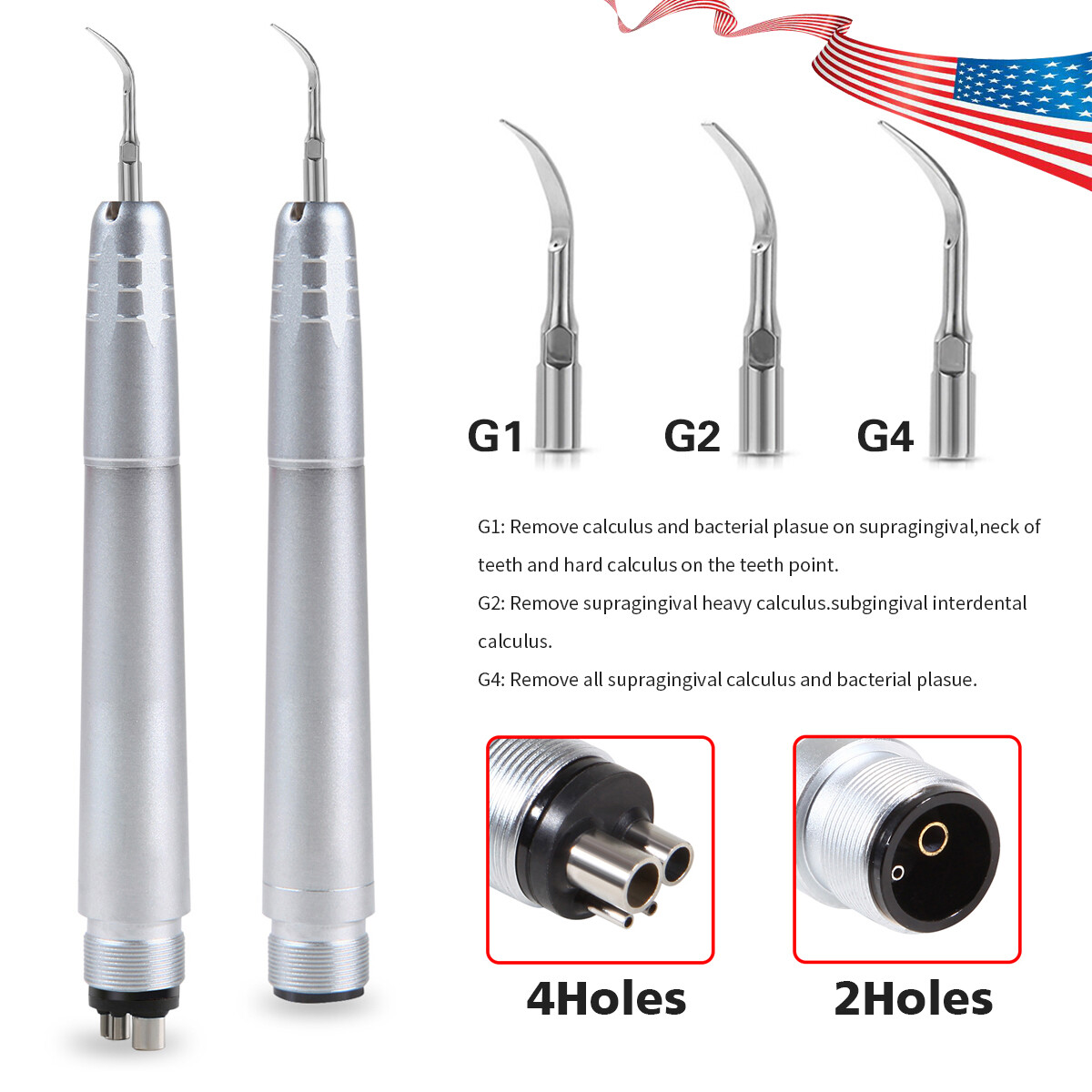 Dental pieza de Mano de Escalador de Aire Sónico+G1, G2, G4 Puntas USA