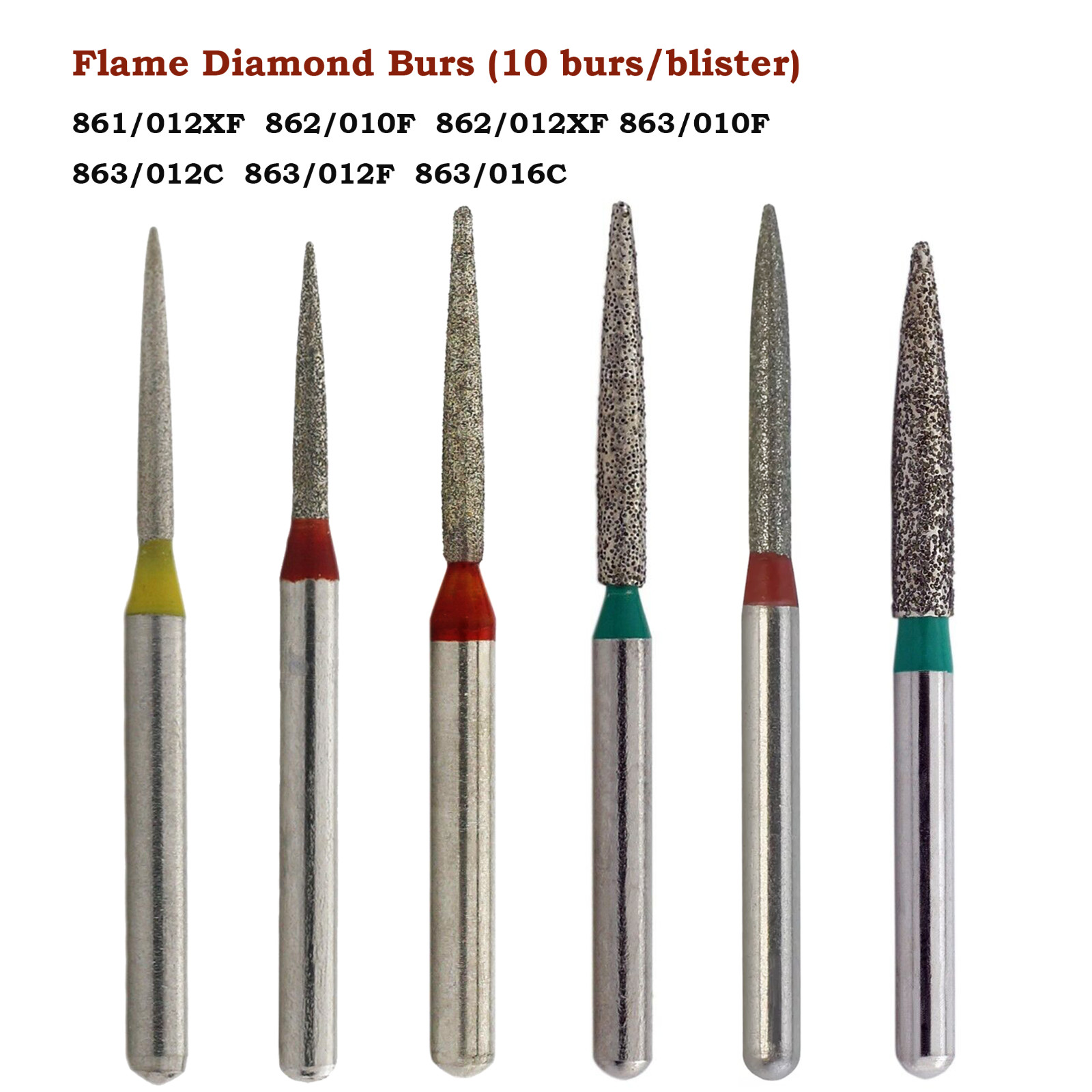 Dental Diamond Bur FG Football Round End Taper Flame Coarse Fine FG High Speed