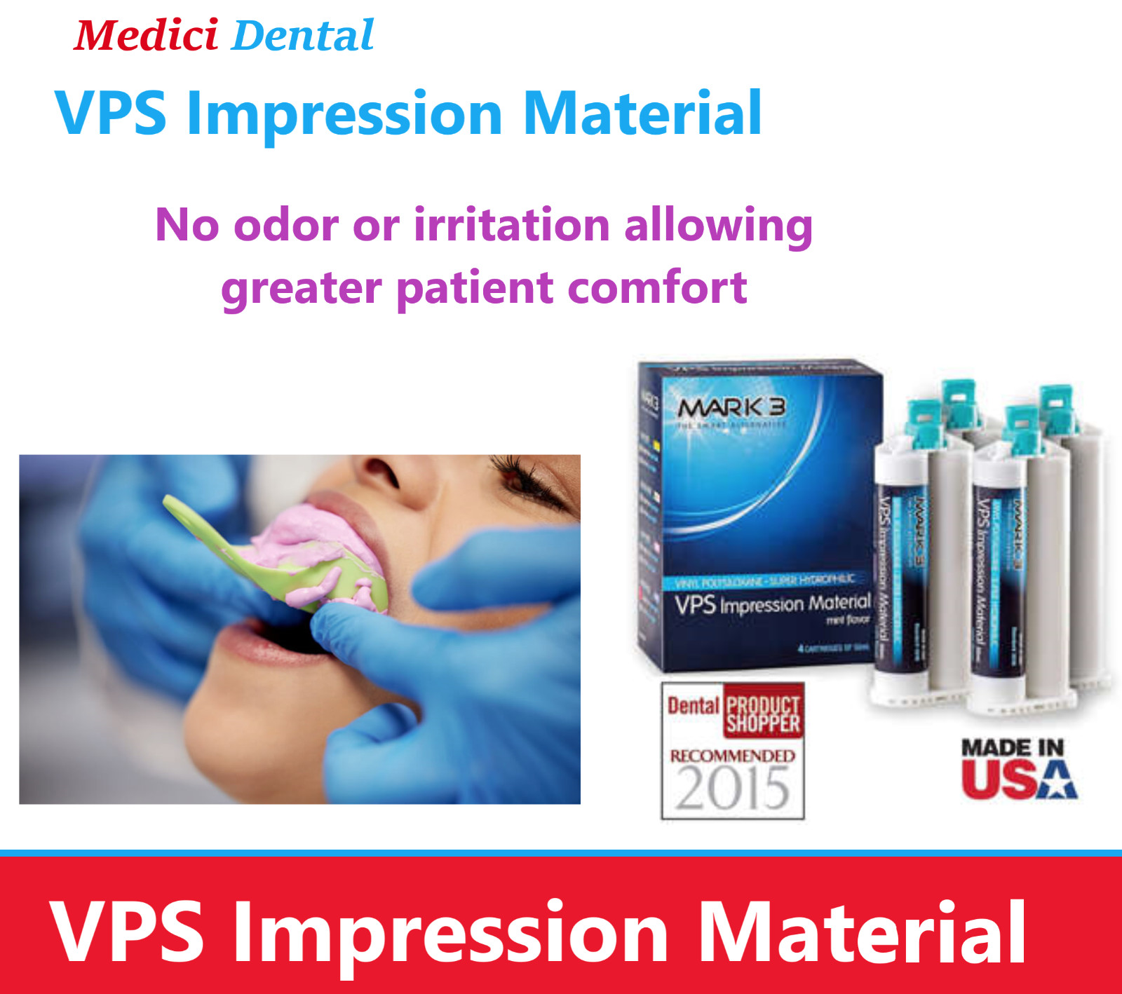 Dental VPS Impression Material LIGHT Body REGULAR Set 50ml Cartridge in Made USA