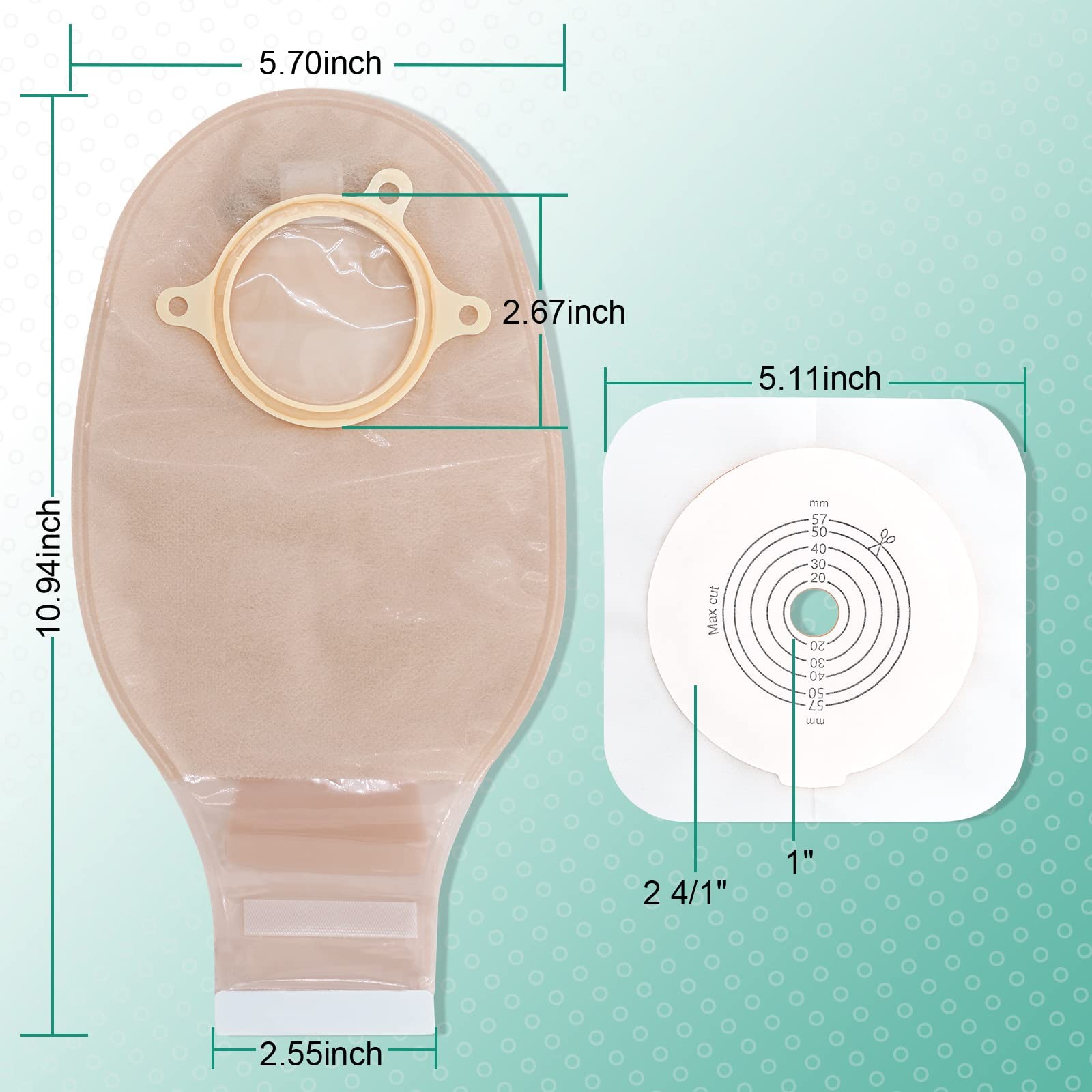 SUCONBE Ostomy Supplies, 21PCS Colostomy Bag with Hook-and-Loop Closure- 15 PCS