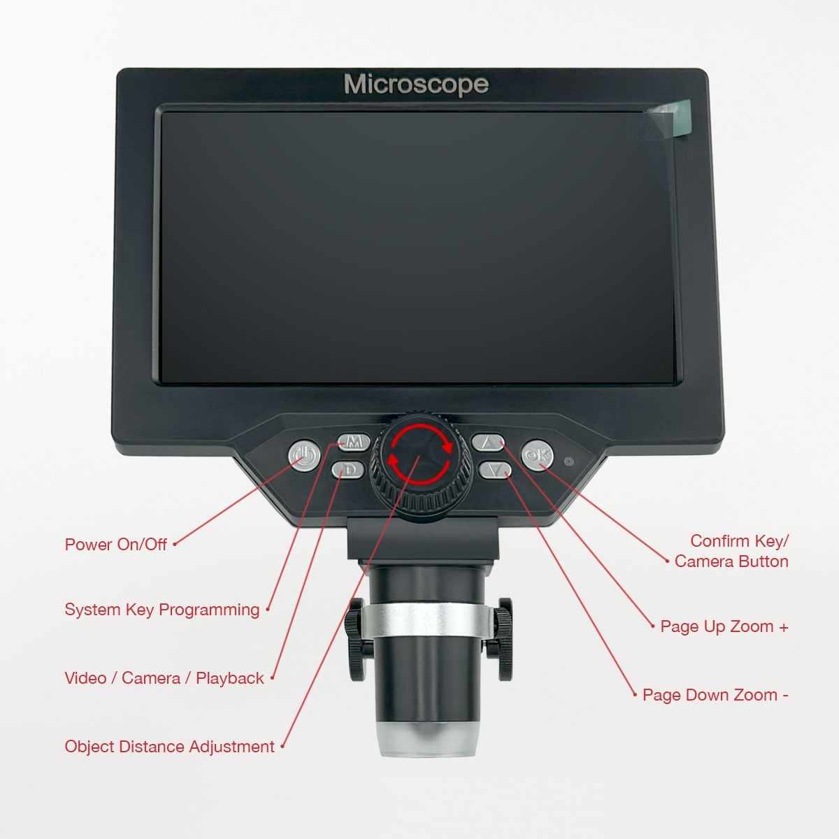 1-1200X LED Digital Microscope, HD 7 inch LCD Screen, 12 MP for Coin, Soldering
