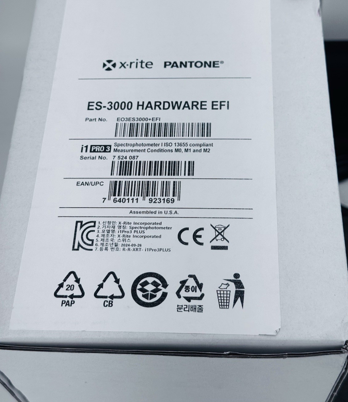 New Open Box! ES-3000 Spectrophotometer Kit Hardware EFI i1Pro 3 *WARRANTY*