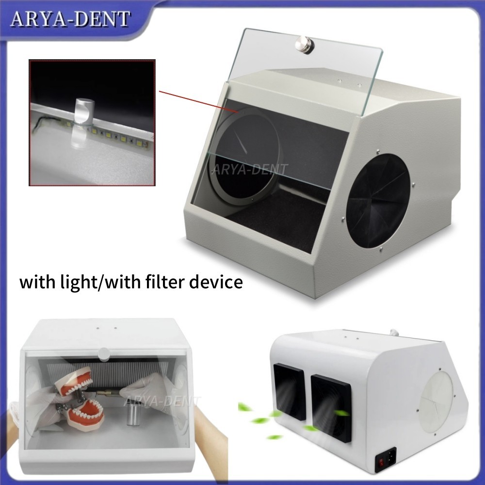 Dental LED Grinding Polishing Sandblasting Box Dust Collector Lab Sandblaster