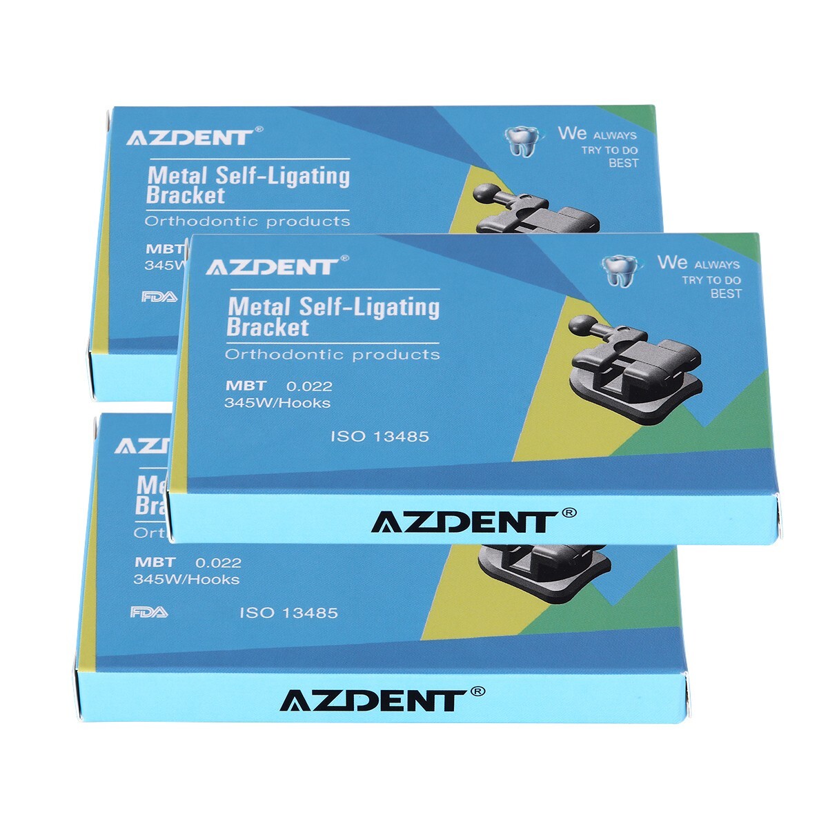 10X AZDENT Orthodontic MIM Self Ligating Braces Bracket Mini MBT .022 Hooks 345