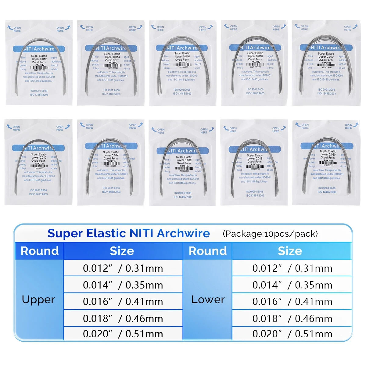 1 Pack Dental Orthodontic Super Elastic Niti Round Arch Wire Ovoid/Nature Form