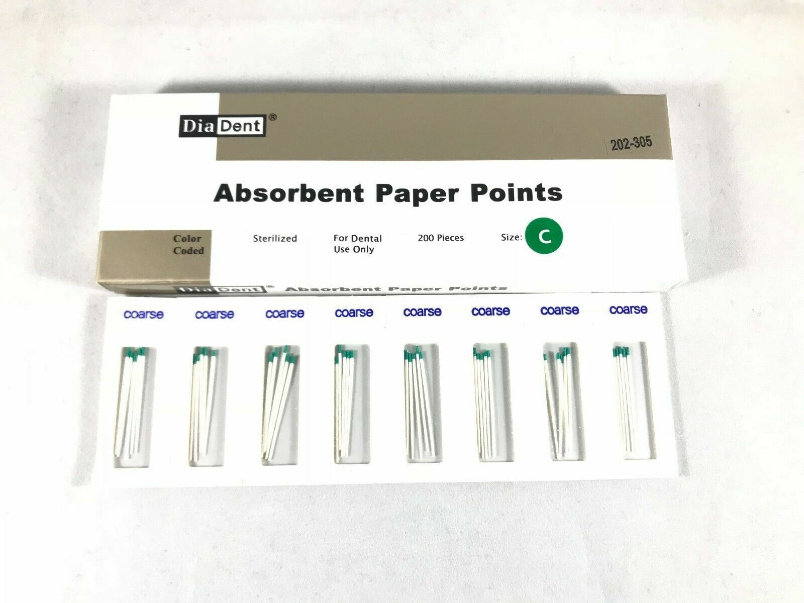 DIADENT Absorbent Paper Points Sterilized Color Coded 200/Pack Cell Pack Size C