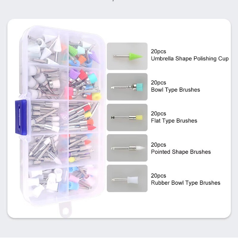 Dental Latch Tapered Rubber Bristle Polishing Cups Brushes Tooth Prophy Polisher