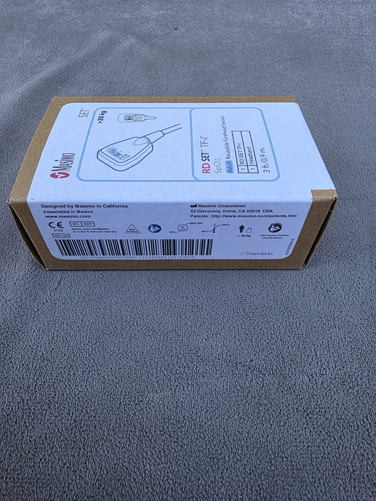 Masimo 4055 RD SET TF-I Adult Reusable Forehead Sensor 3Ft 0.9m 30 kg New