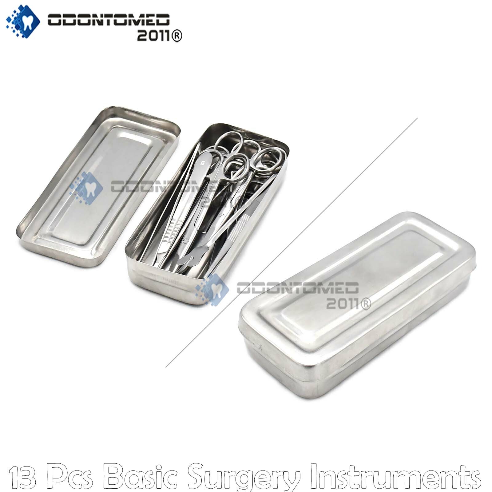 Set of 13 Pieces Basic Minor Surgery Kit Steel Box Surgical Instruments DS-1290