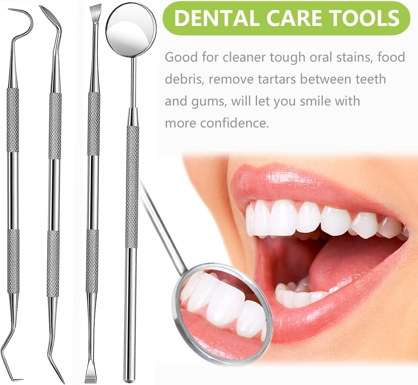 Dental Tools, Professional Teeth Cleaning Oral Care Hygiene Kit, Stainless Steel