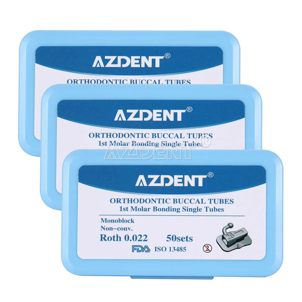 50 Sets AZDENT Dental Orthodontic Buccal Tubes 1st Molar Roth 022 Non-Conv.