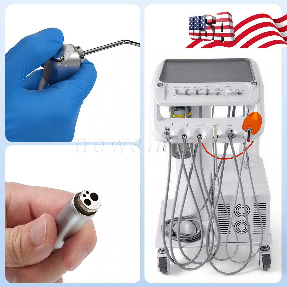 Portable Dental Delivery Unit Bag Mobile Air Compressor Suction System 4 Holes