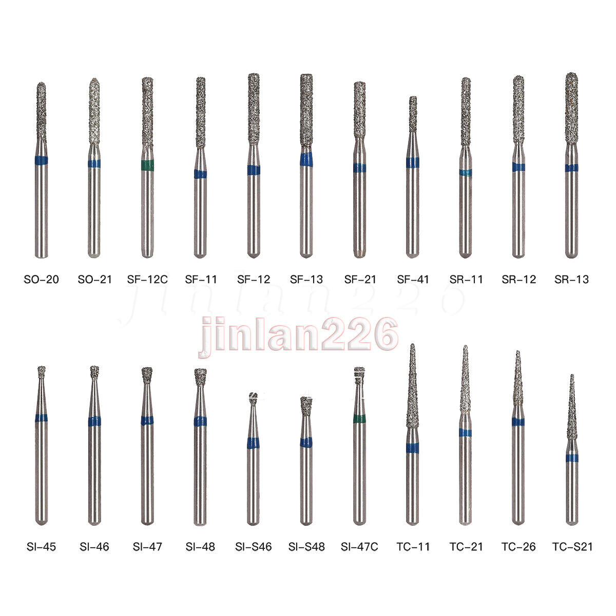 100pcs Dental Diamond Burs for High Speed Handpiece Friction Grip Burs 1.6mm USA