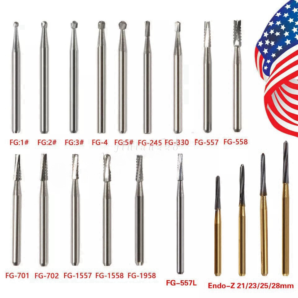 Round Carbide Burs for Friction Grip High FG (Choose Your Size & Qty) 19mm 25mm