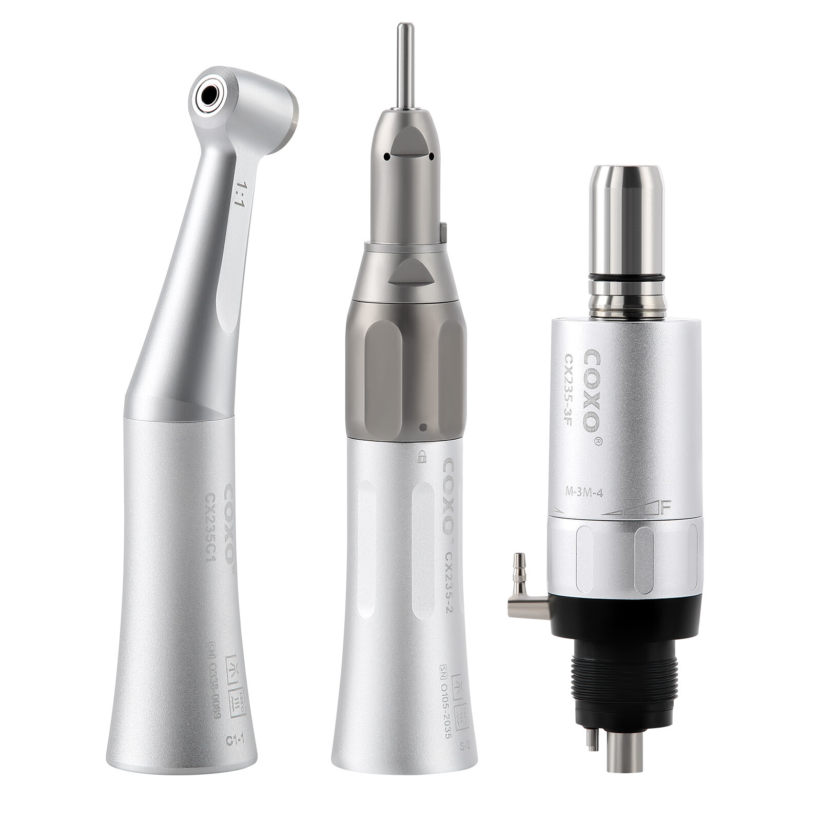 COXO Dental Low Speed Straight Contra Angle Air Motor Handpiece 1:1 Push Button
