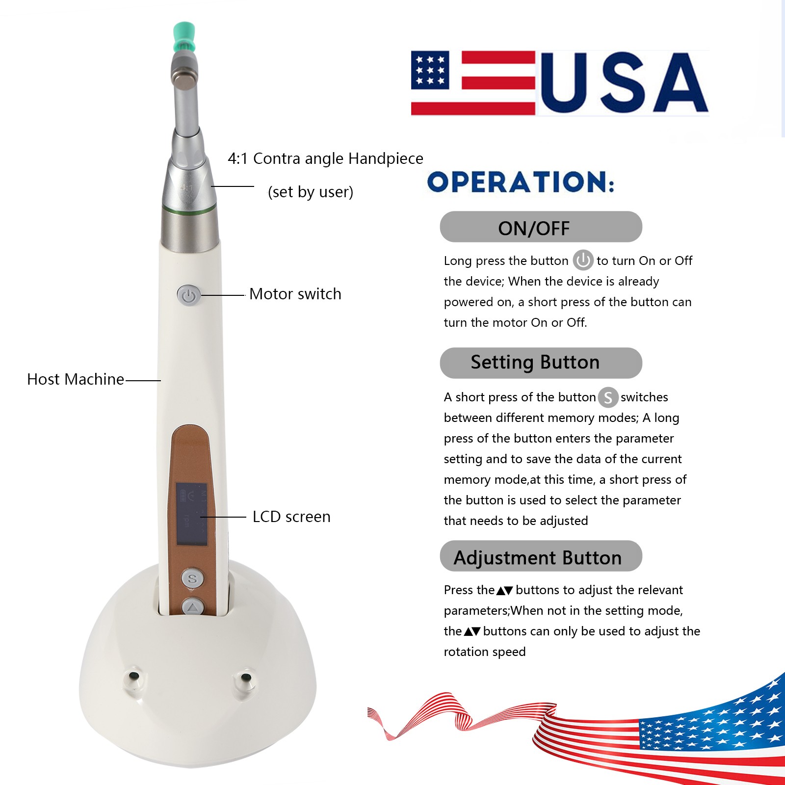Dental Electric Cordless Hygiene Prophy Handpiece 360° Swivel Polishing