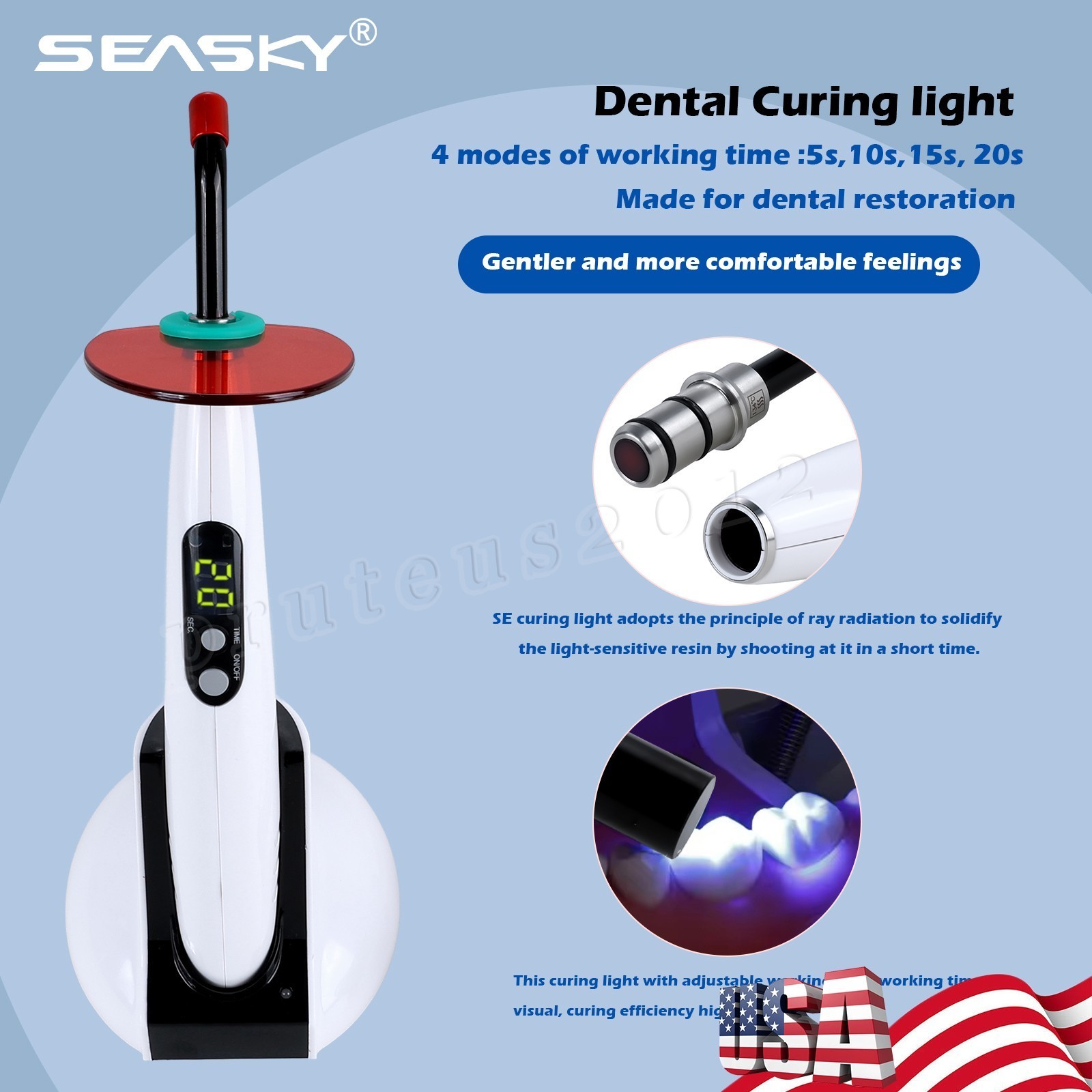Dental LED Luz de Curado Lampara 1400mW fit LED-B SEASKY WOODPEX NEW