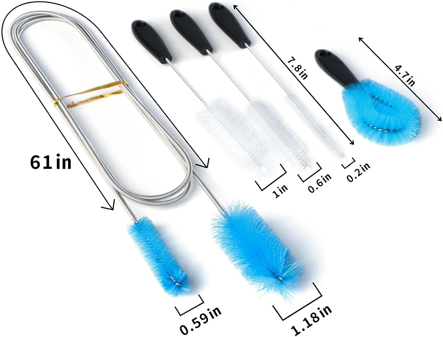 Flexible Drain Pipe Brush for AC Condensate, CPAP Hose, Shower & Sink Cleaning