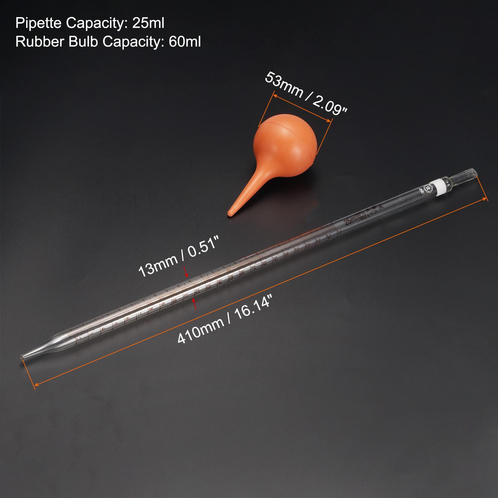 Graduated Dropper Pipettes Kit 25ml Pipette with Rubber Bulb Clear