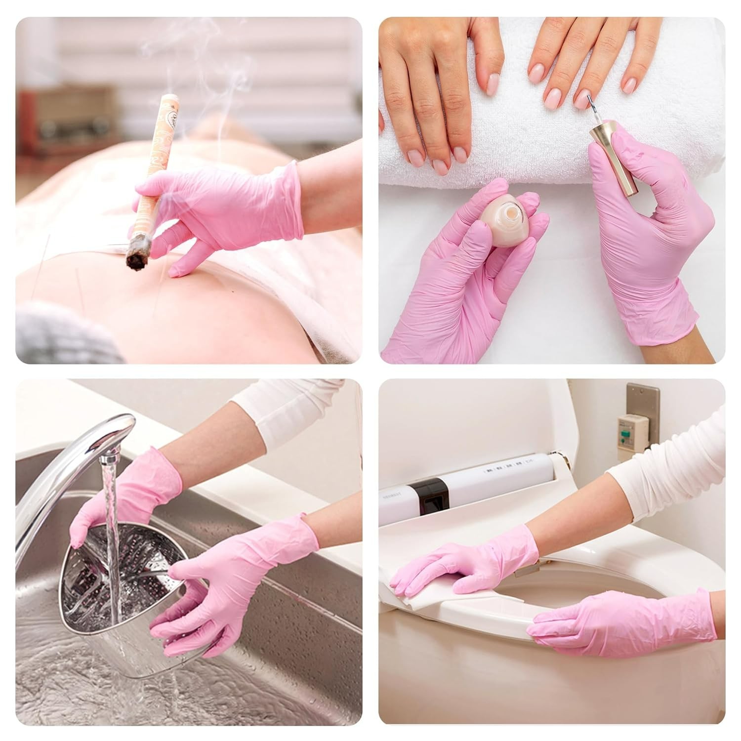 Lightweight Pink Disposable Nitrile Gloves – 3-mil, Waterproof, 100-Count Pack